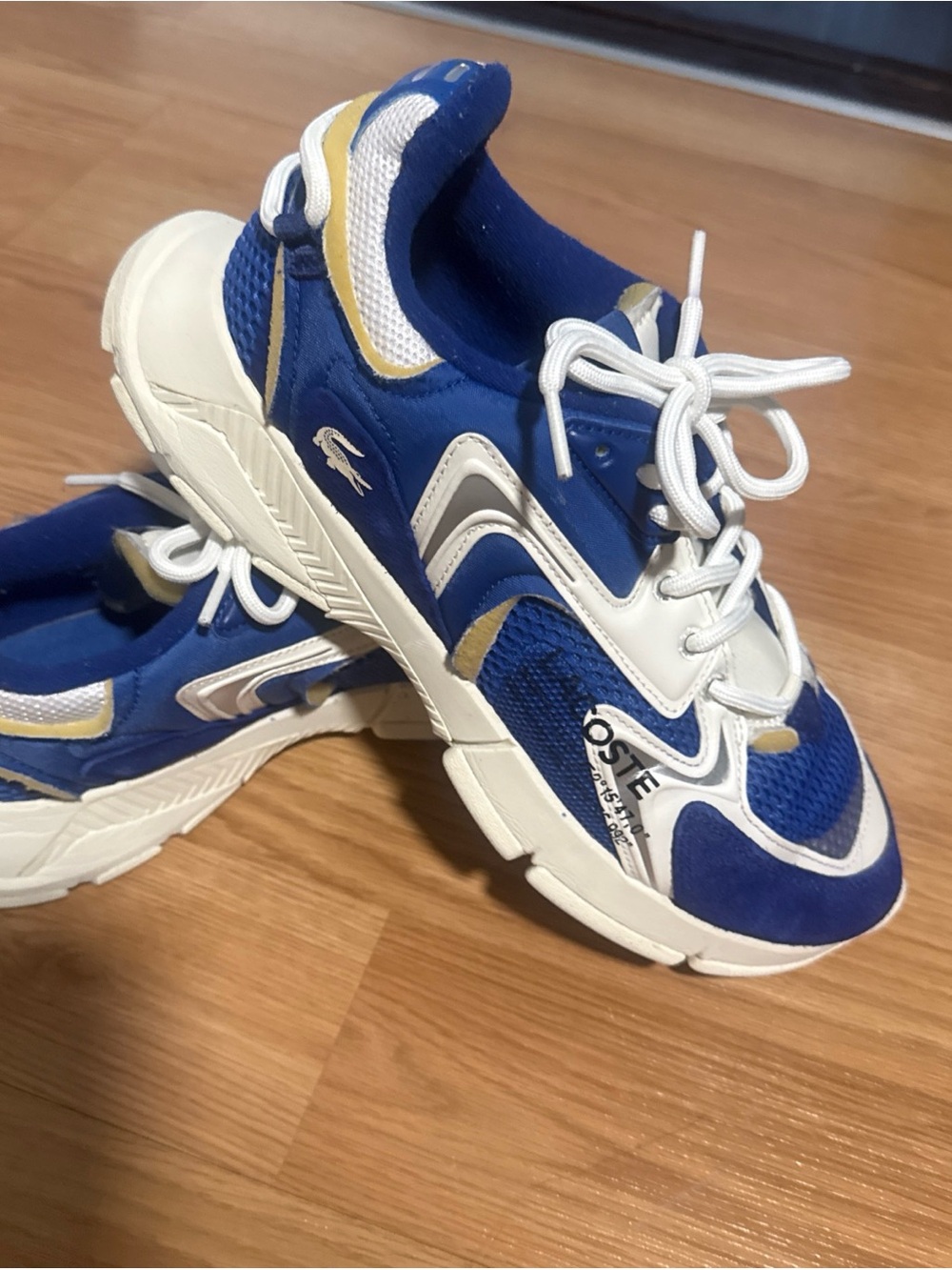 Lacoste Men's Sneakers L003 Neo Lace-up Sneakers Shoes Blue White Size 11 USED - Picture 7 of 16